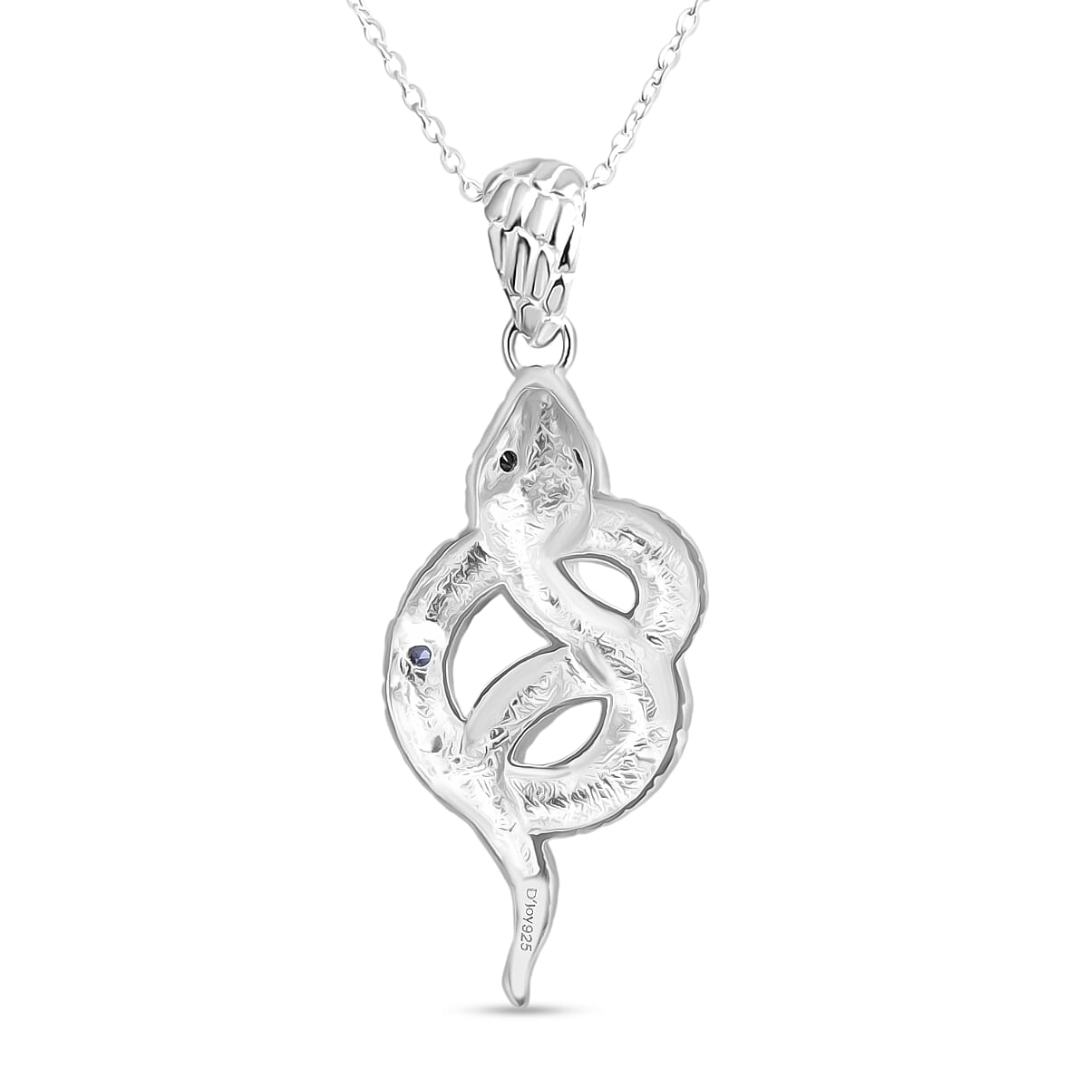 Royal Bali Collection - Blue Sapphire, Black Spinel, Sterling Silver Serpent Pendant with Chain (Size 20) and Lobster Clasp V32557141 5