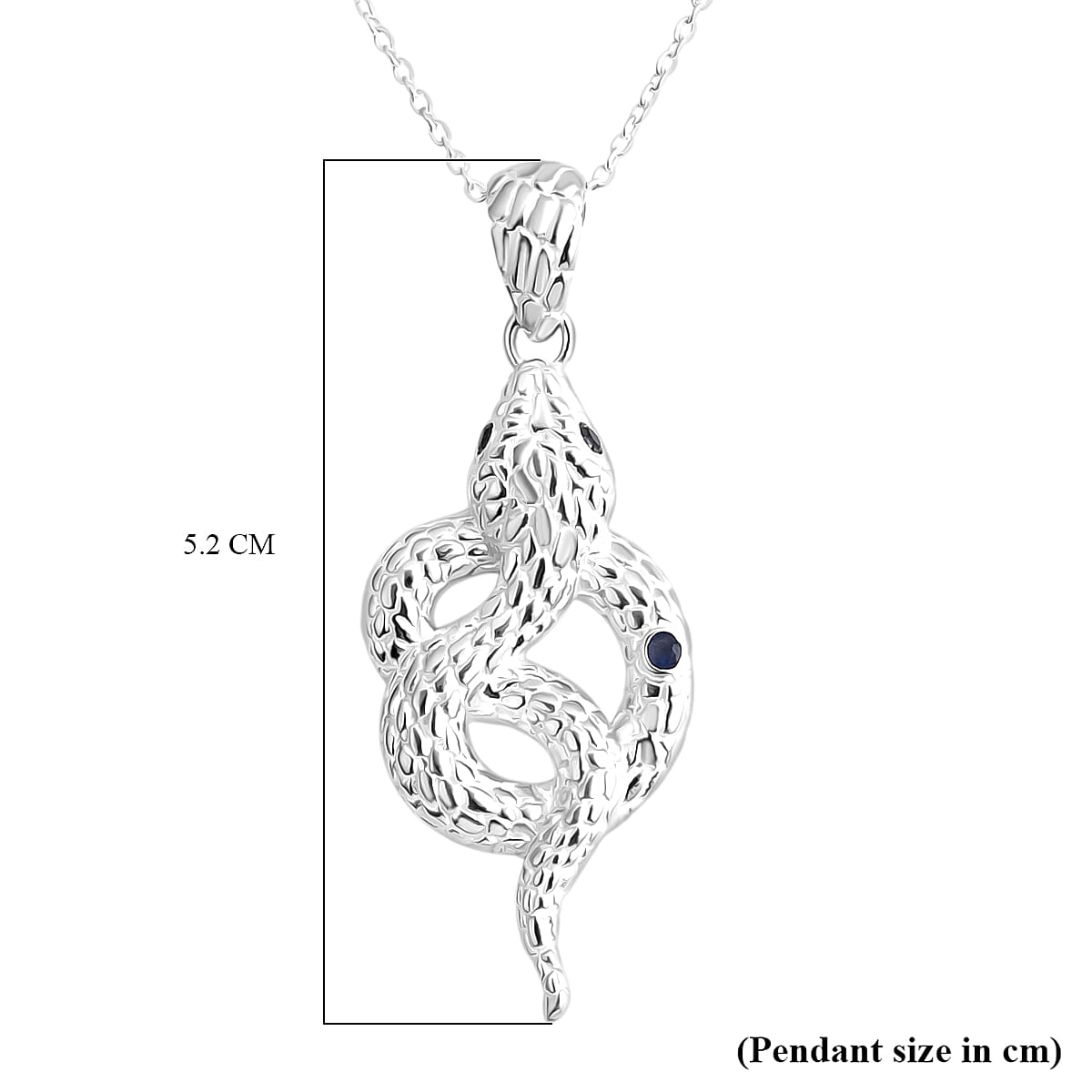 Royal Bali Collection - Blue Sapphire, Black Spinel, Sterling Silver Serpent Pendant with Chain (Size 20) and Lobster Clasp V32557141 7