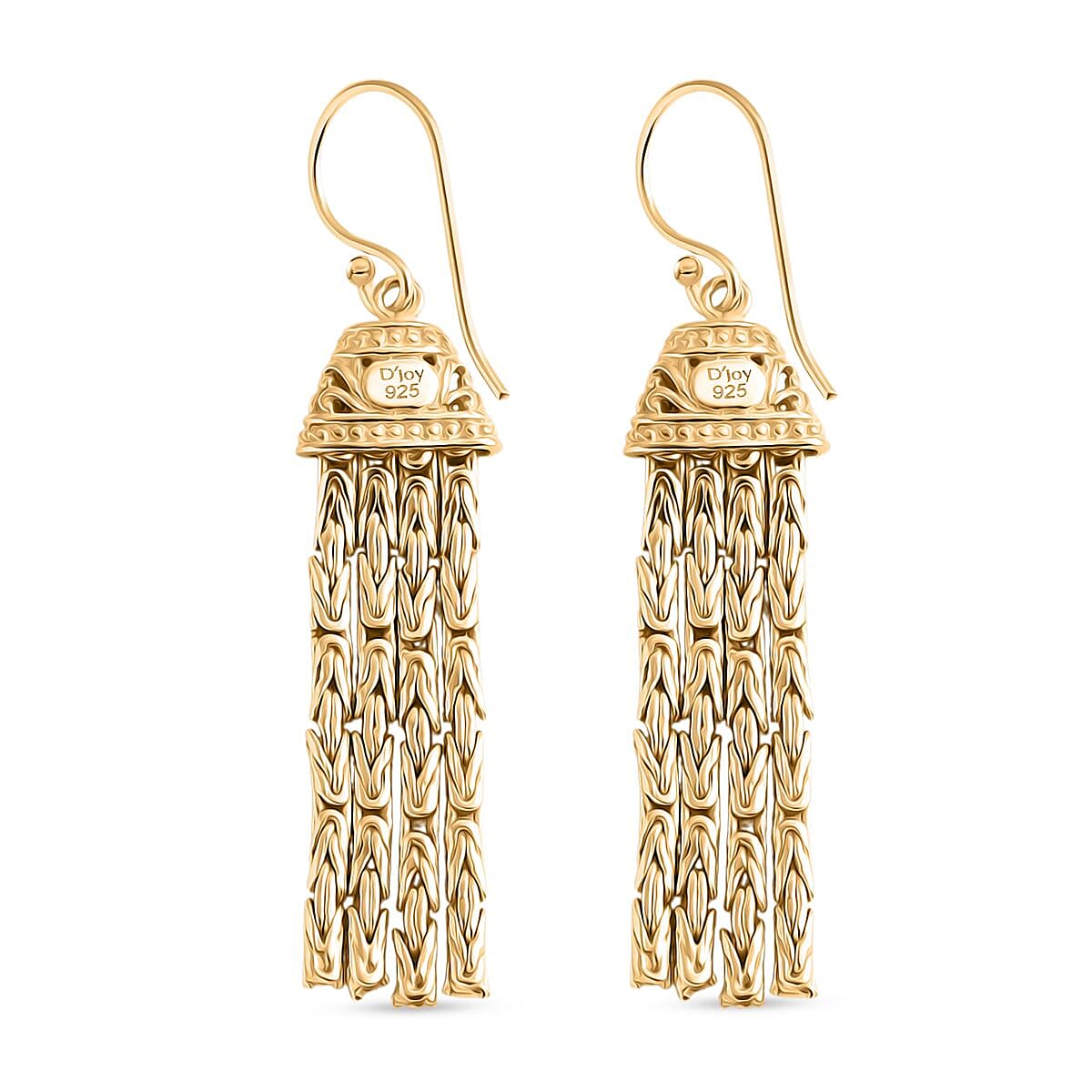 Borobudur Handmade Earrings with Hook in 22K Vermeil Yellow Gold Plated Sterling Silver, Silver Wt. 9.95 Gms. 8237050 4