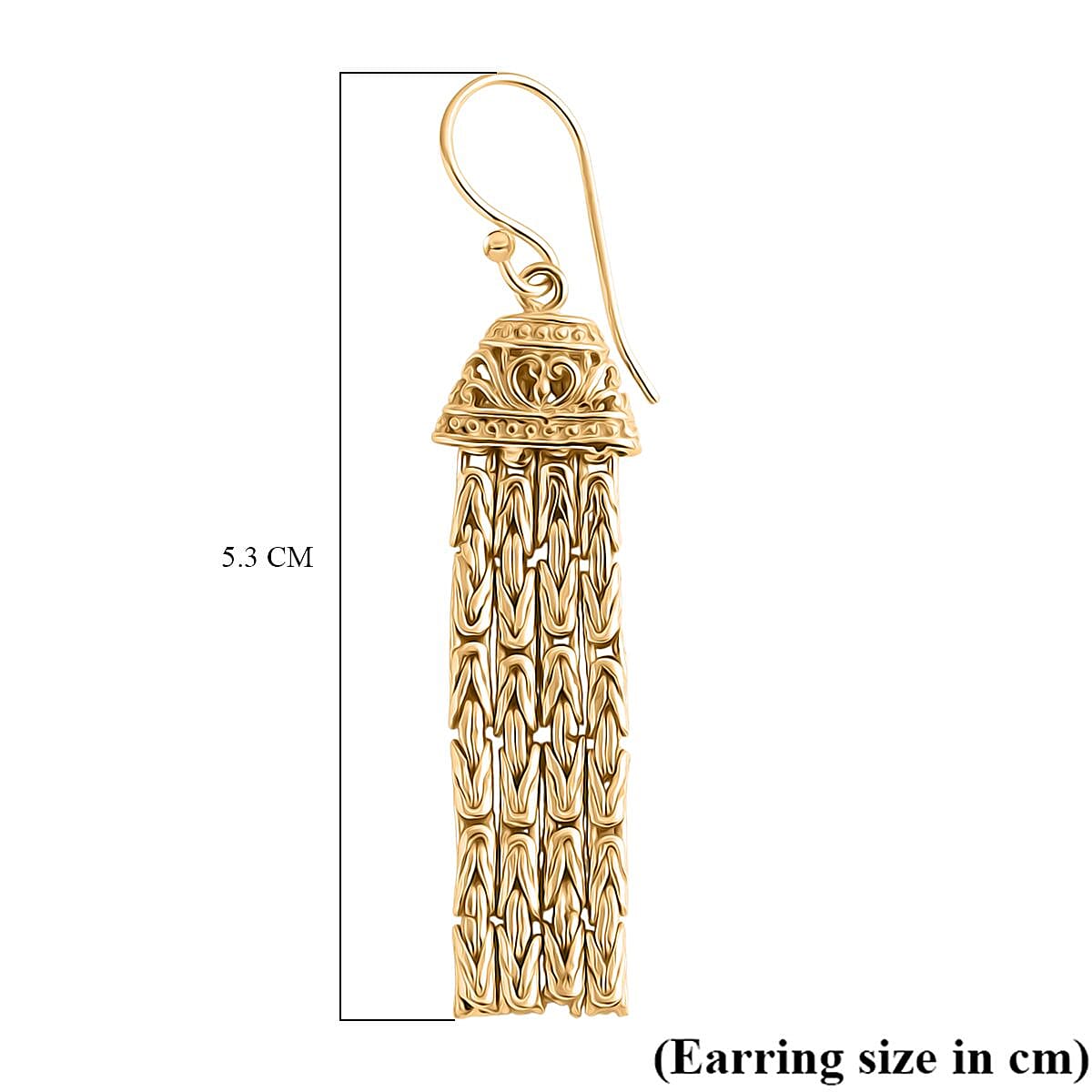 Borobudur Handmade Earrings with Hook in 22K Vermeil Yellow Gold Plated Sterling Silver, Silver Wt. 9.95 Gms. 8237050 5
