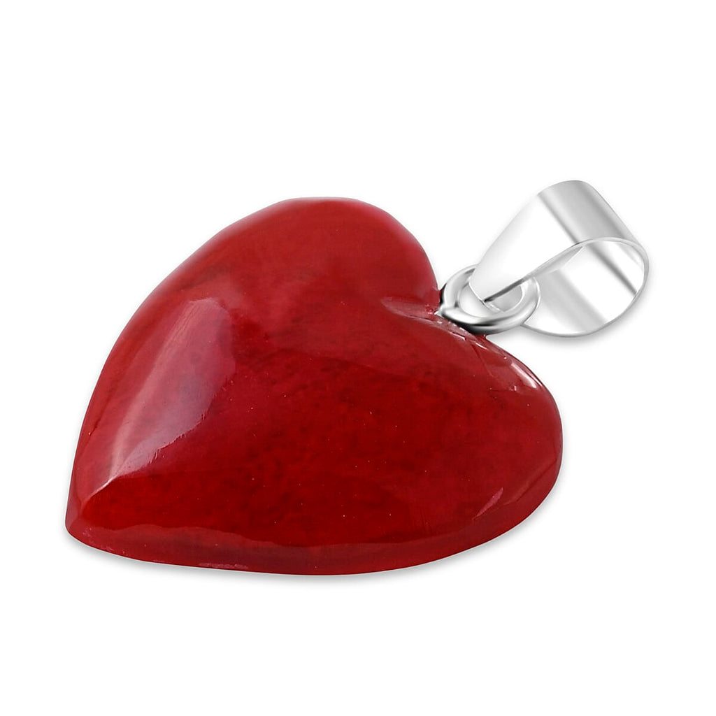 Royal Bali Collection - Coral Sterling Silver Heart Pendant 6.90 Ct.