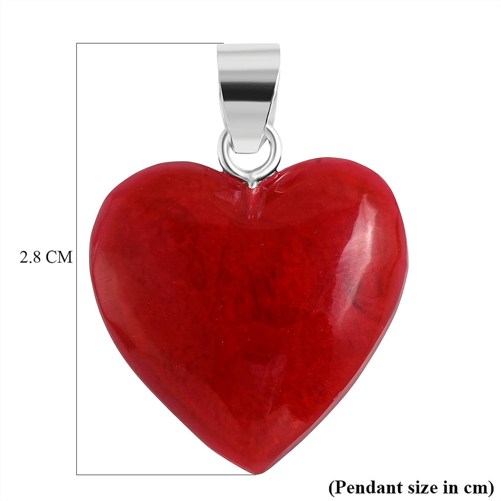 Royal Bali Collection - Coral Sterling Silver Heart Pendant 6.90 Ct.