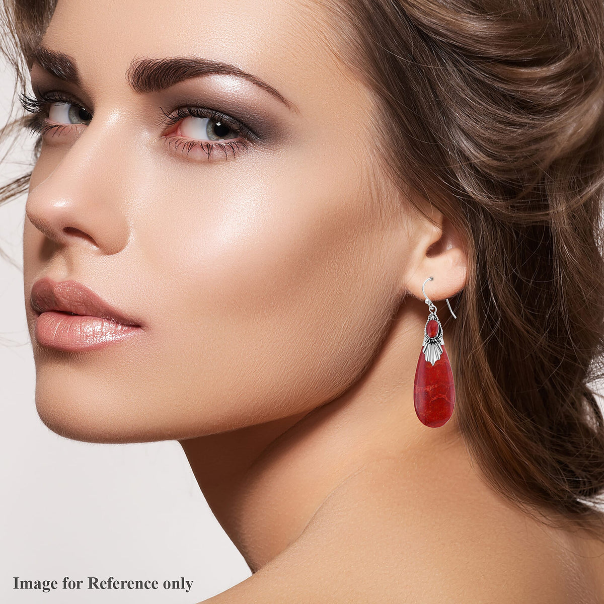 Royal Bali Collection Coral and Rhodolite Garnet Drop Earrings with Hook in Sterling Silver 3110789 2