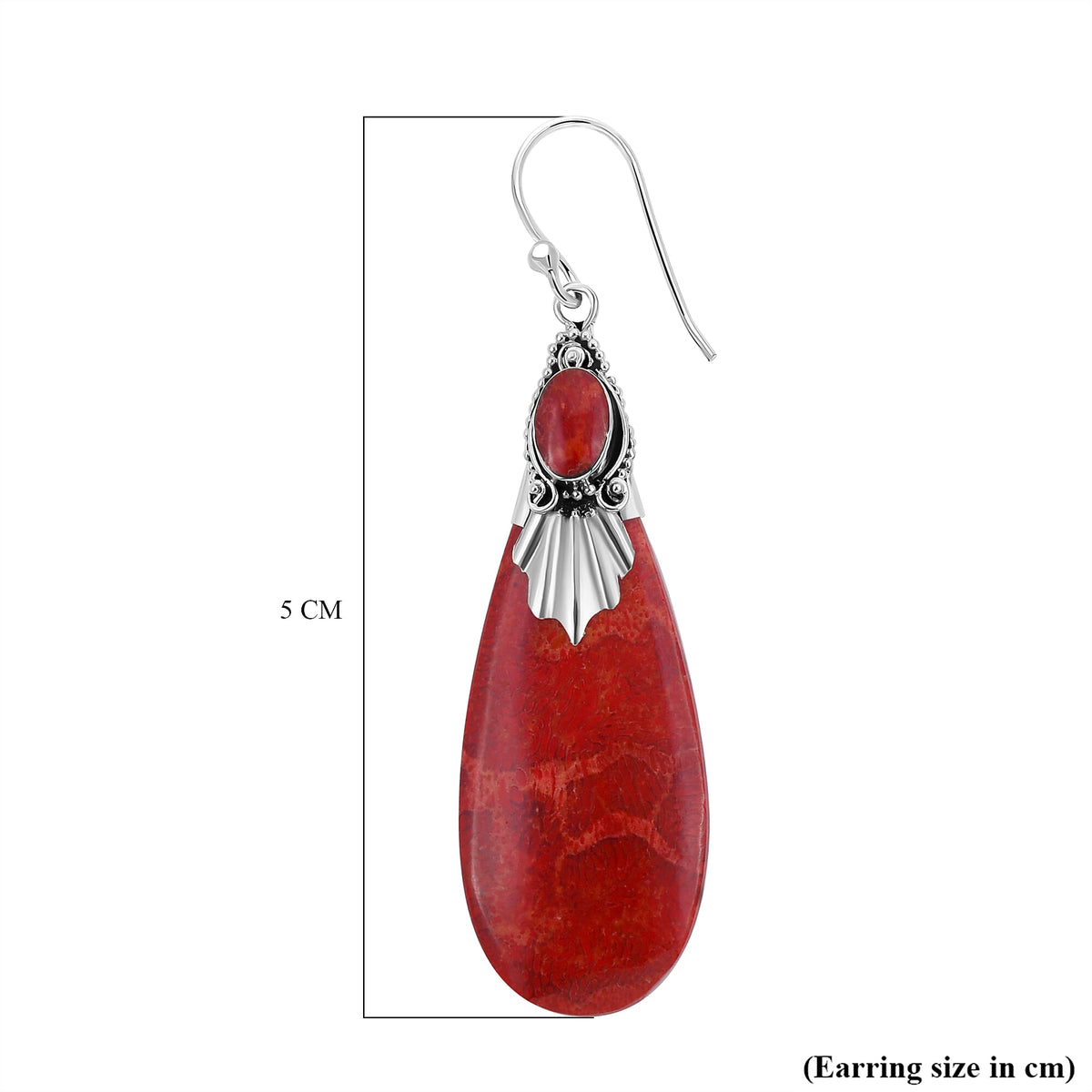 Royal Bali Collection Coral and Rhodolite Garnet Drop Earrings with Hook in Sterling Silver 3110789 4