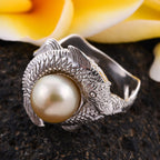 South Sea Pearl Fish Ring in Sterling Silver, Silver Wt. 8.10 GM