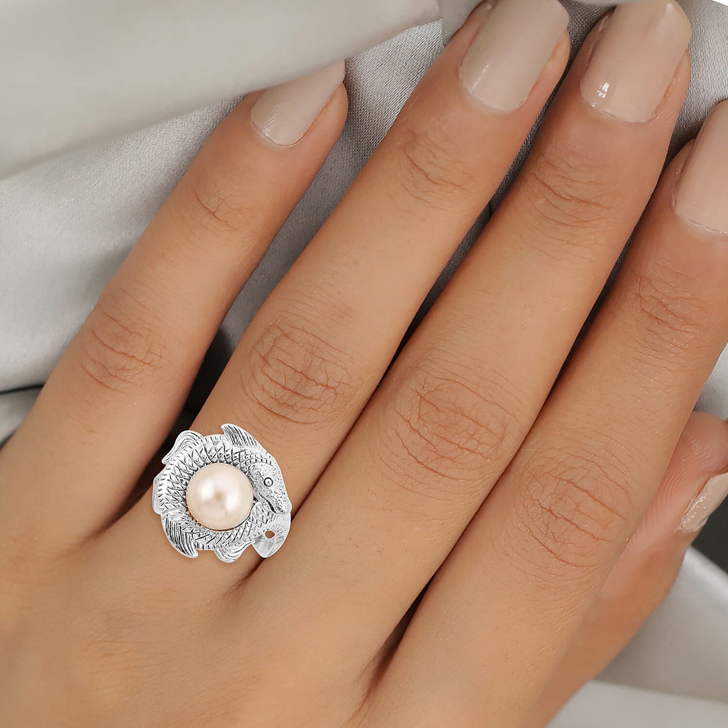 Royal Bali Collection 5 Ct South Sea Pearl Fish Ring in Sterling Silver 6249864 2