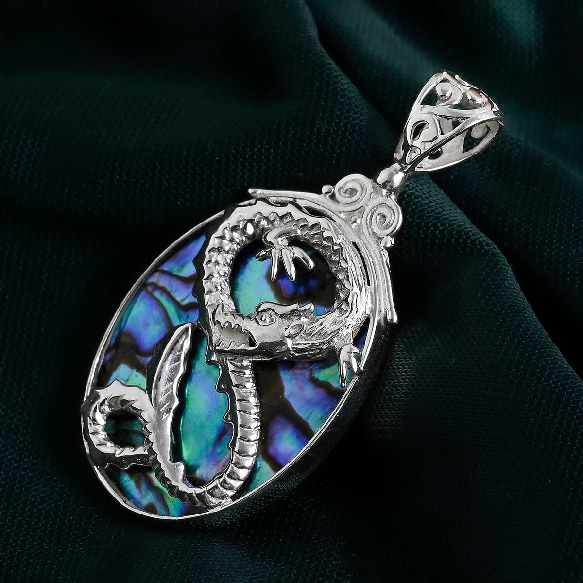 D'Joy Abalone Shell Sterling Silver Dragon Pendant 14.00 Ct. V32535120 3