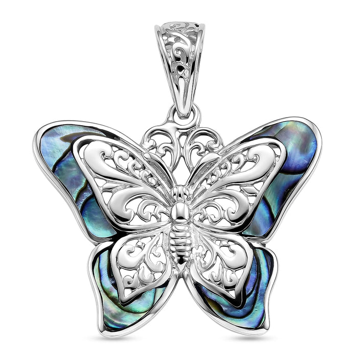 Royal Bali Collection - D'Joy Abalone Shell Sterling Silver Butterfly Pendant 2.00 Ct. 8513257 1