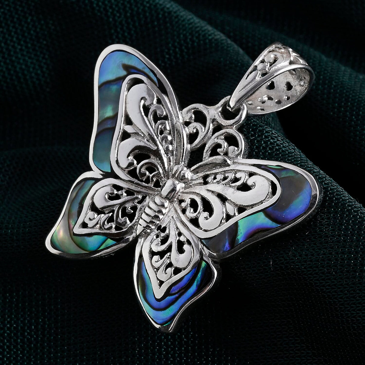 Royal Bali Collection - D'Joy Abalone Shell Sterling Silver Butterfly Pendant 2.00 Ct. V32354802 3