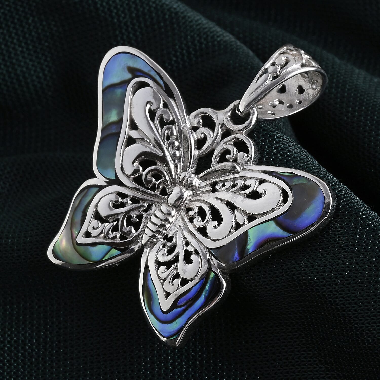 Royal Bali Collection - D'Joy Abalone Shell Sterling Silver Butterfly Pendant 2.00 Ct. V32354802 3
