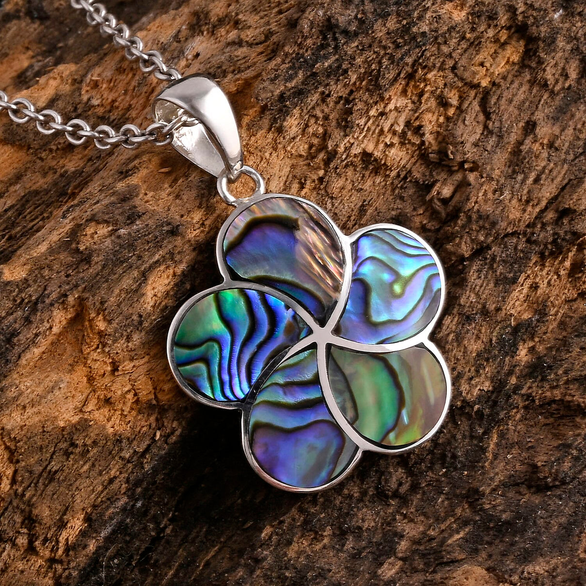 Royal Bali Collection - D'Joy Abalone Shell Sterling Silver Floral Pendant 3.60 Ct 8513254 2