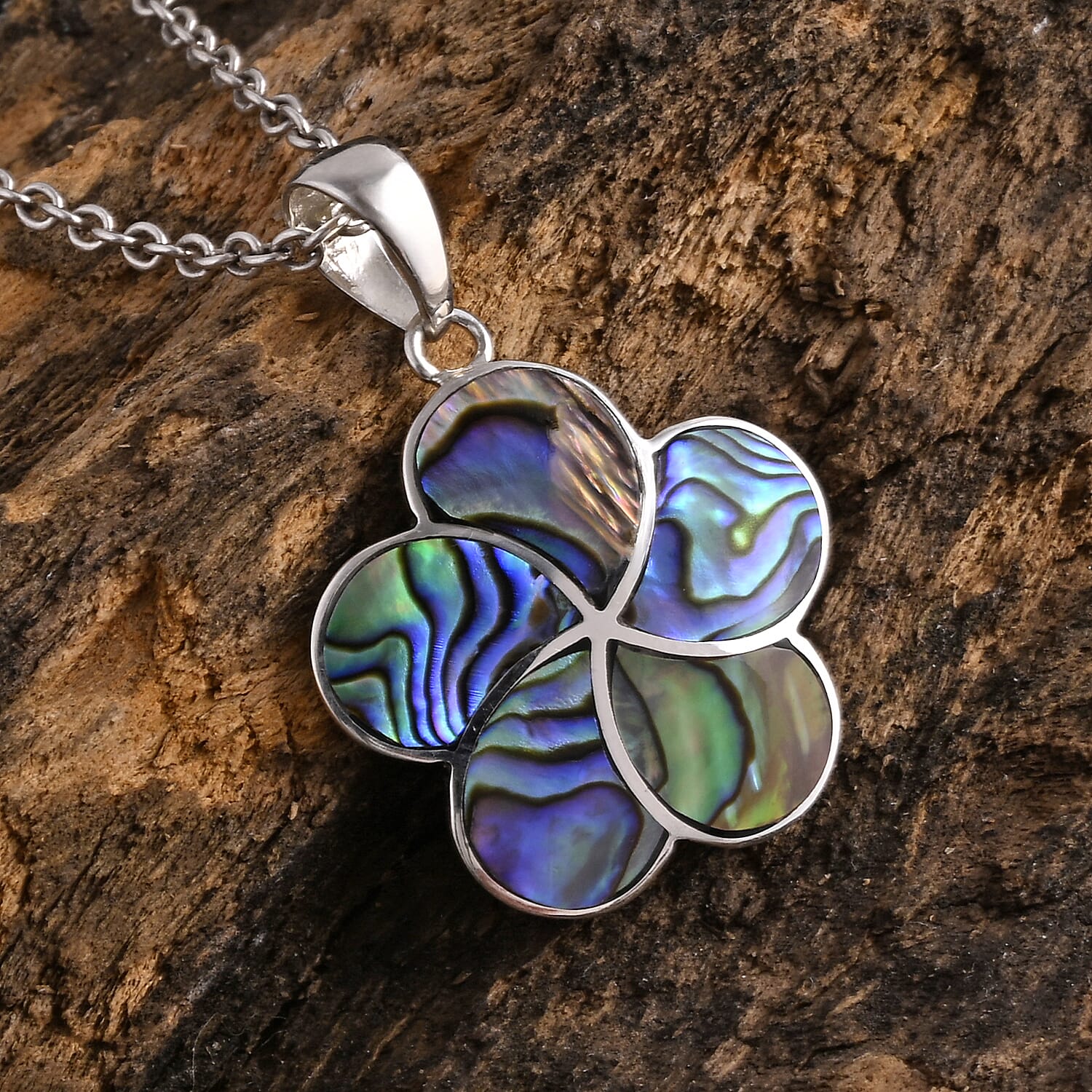 Royal Bali Collection - D'Joy Abalone Shell Sterling Silver Floral Pendant 3.60 Ct 8513254 2
