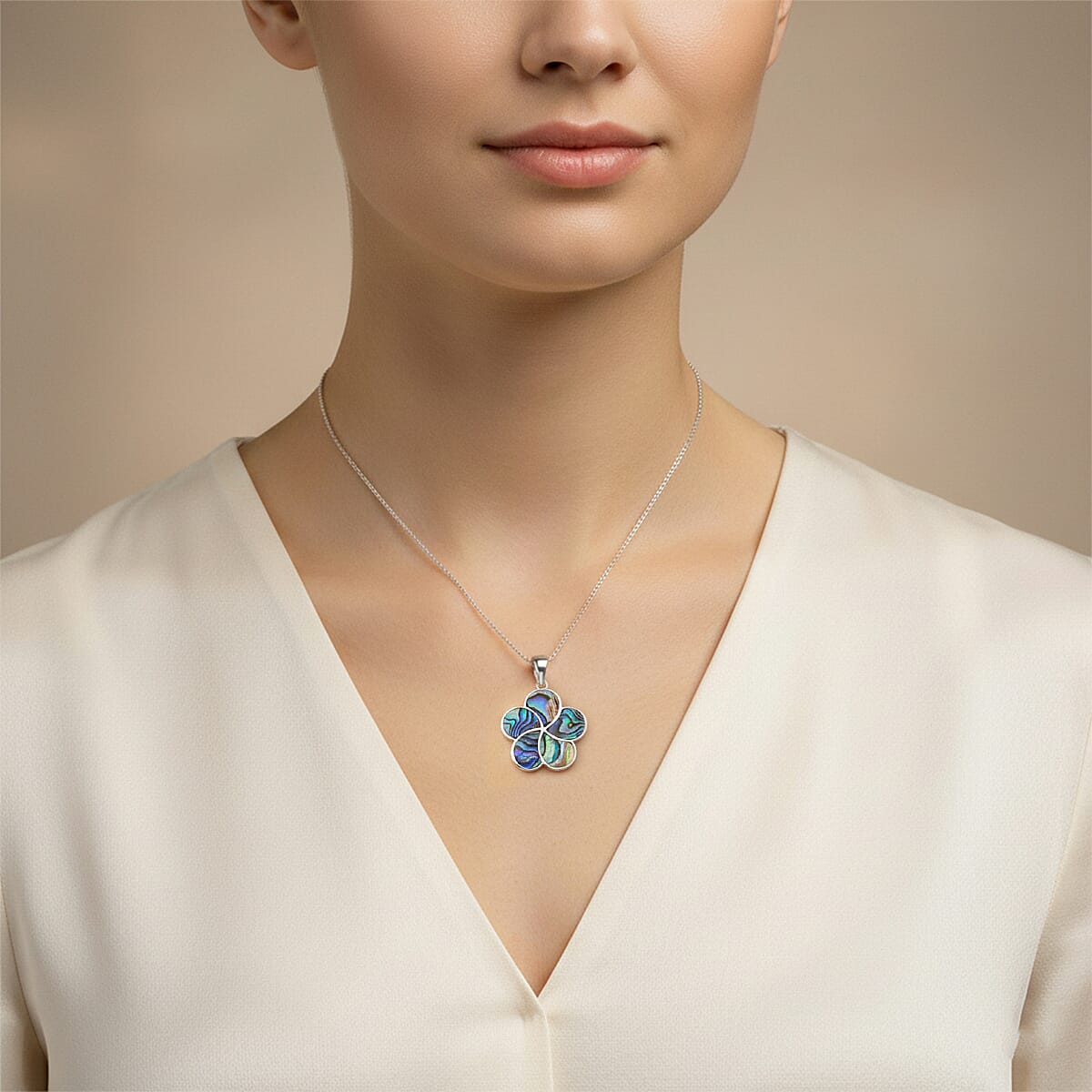 Royal Bali Collection - D'Joy Abalone Shell Sterling Silver Floral Pendant 3.60 Ct 8513254 3