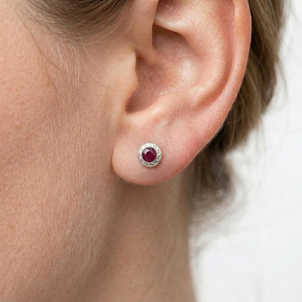 Royal Bali Collection - D'Joy African Ruby Sterling Silver Stud Earring with Push Back 2.69 Ct. 8514022 2