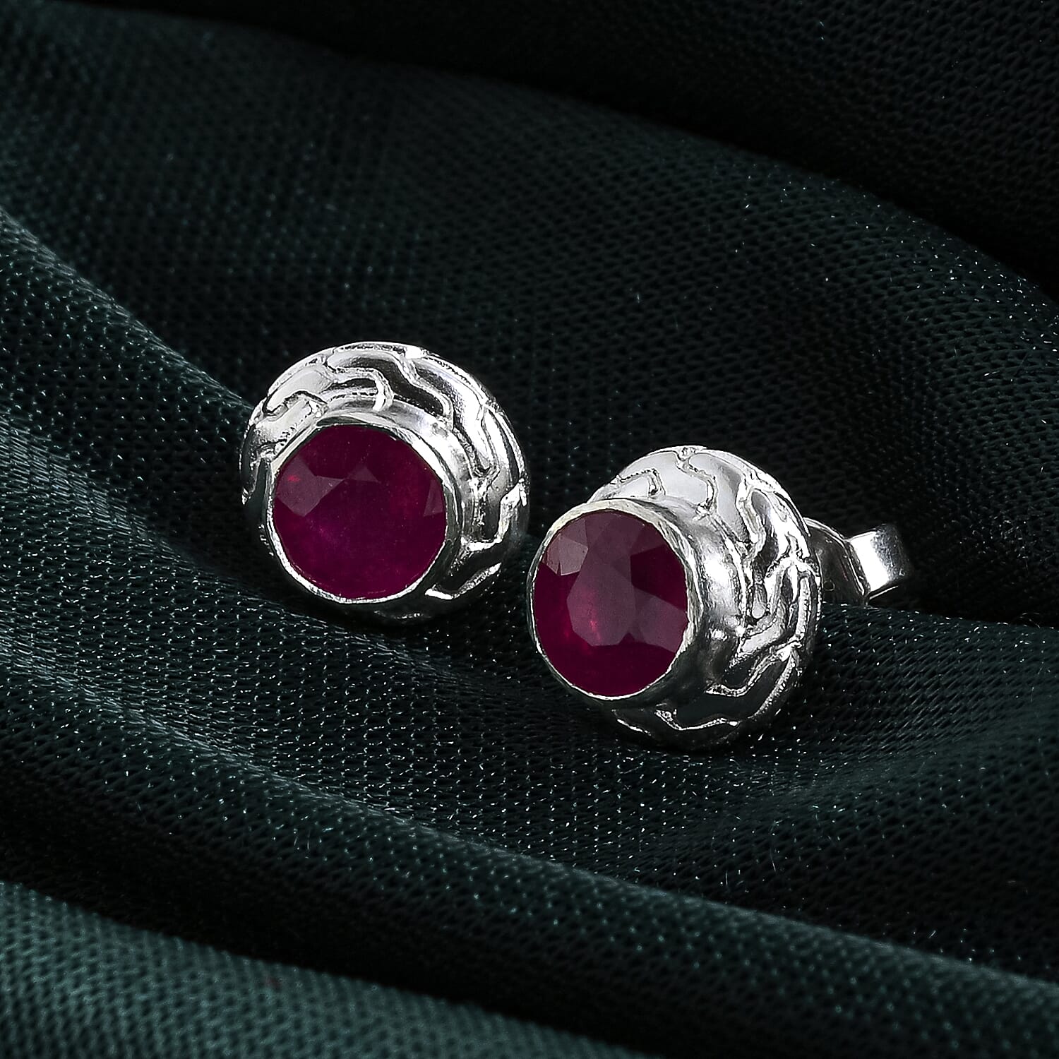 Royal Bali Collection - D'Joy African Ruby Sterling Silver Stud Earring with Push Back 2.69 Ct. 8514022 3