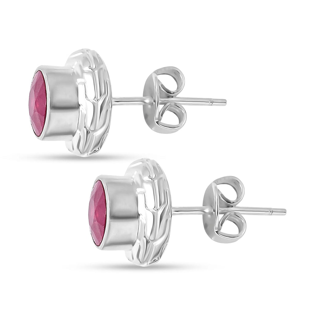 Royal Bali Collection - D'Joy African Ruby Sterling Silver Stud Earring with Push Back 2.69 Ct.