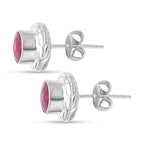 Royal Bali Collection - D'Joy African Ruby Sterling Silver Stud Earring with Push Back 2.69 Ct.