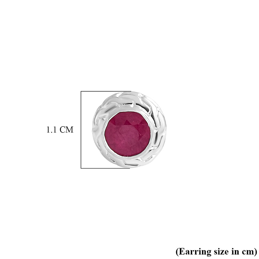 Royal Bali Collection - D'Joy African Ruby Sterling Silver Stud Earring with Push Back 2.69 Ct.