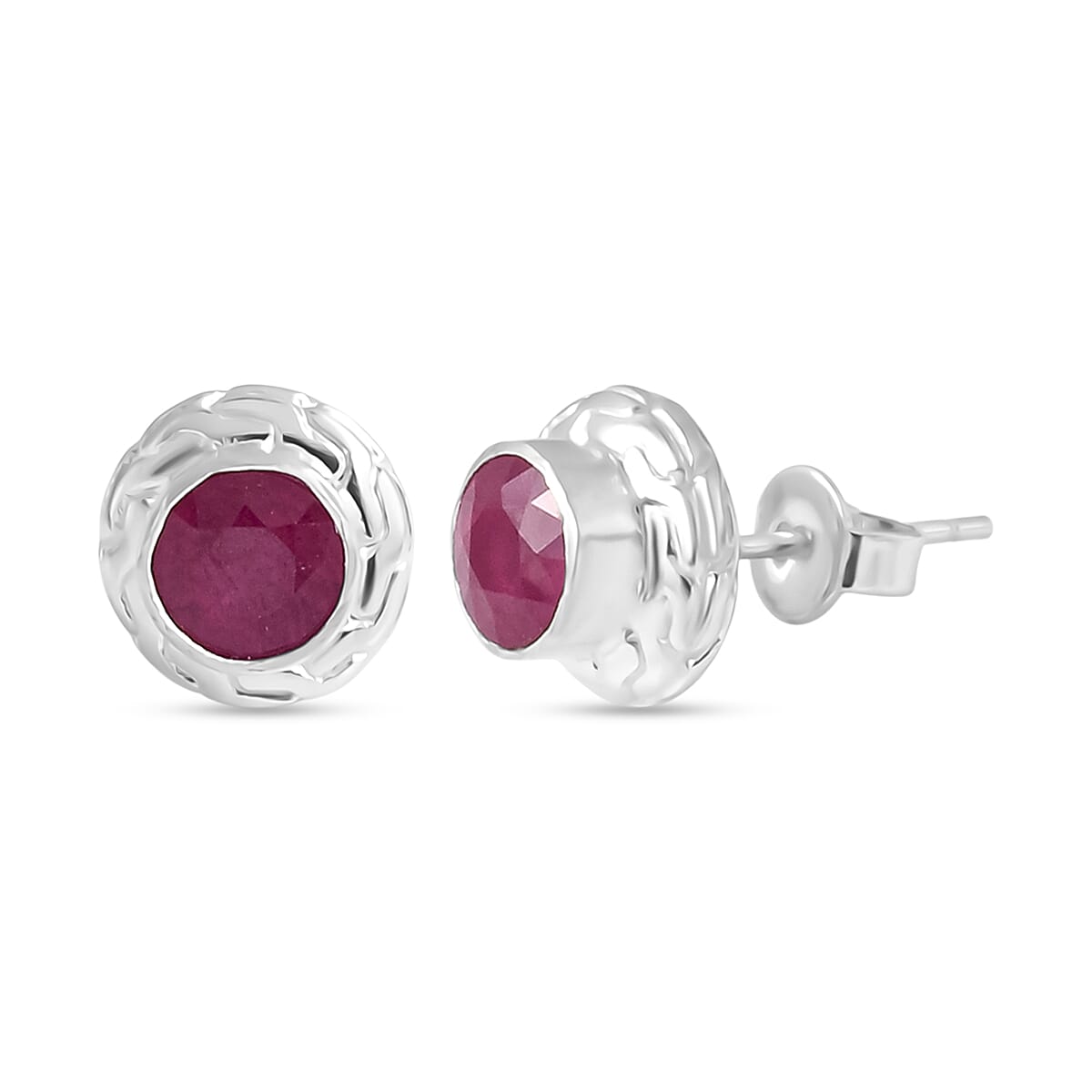 Royal Bali Collection - D'Joy African Ruby Sterling Silver Stud Earring with Push Back 2.69 Ct. 8514022 7