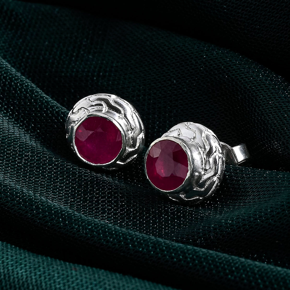 Royal Bali Collection - D'Joy African Ruby Sterling Silver Stud Earring with Push Back 2.69 Ct. 8514022 9