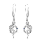 Royal Bali Collection - D'Joy Blue Sapphire & Black Spinel Sterling Silver Serpent Earring with Hook