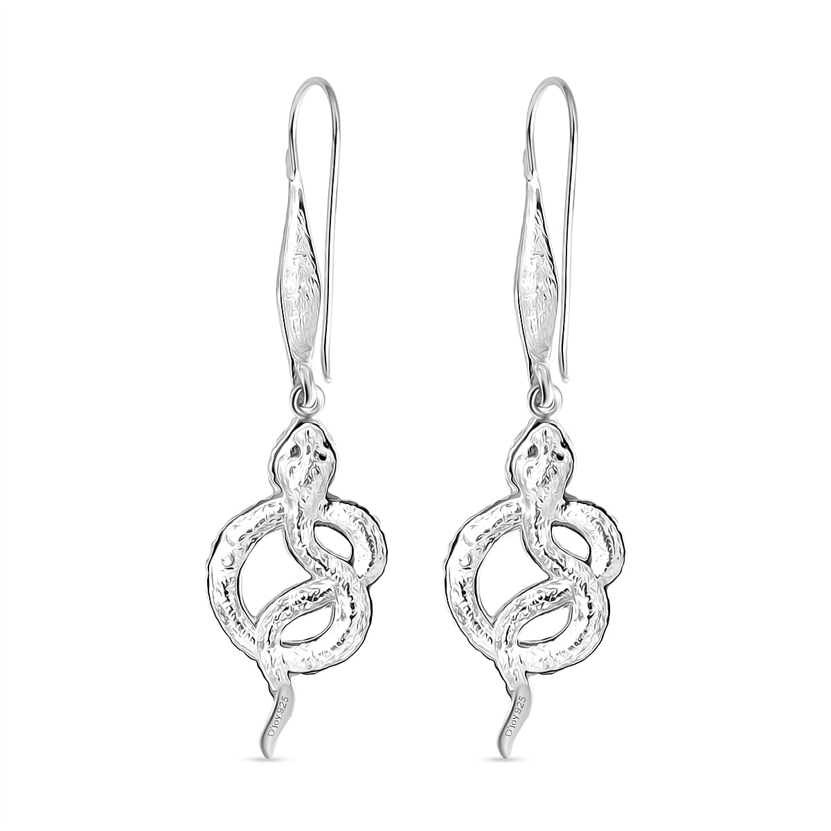 Royal Bali Collection - D'Joy Blue Sapphire, Black Spinel in Sterling Silver Serpent Earring with Hook 8189413 4