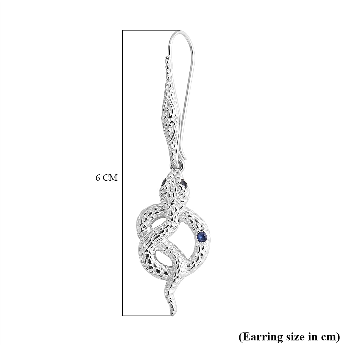 Royal Bali Collection - D'Joy Blue Sapphire, Black Spinel in Sterling Silver Serpent Earring with Hook 8189413 5