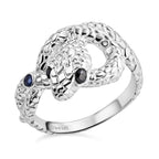 Royal Bali Collection - D'Joy Blue Sapphire & Black Spinel Serpent Ring in Sterling Silver.