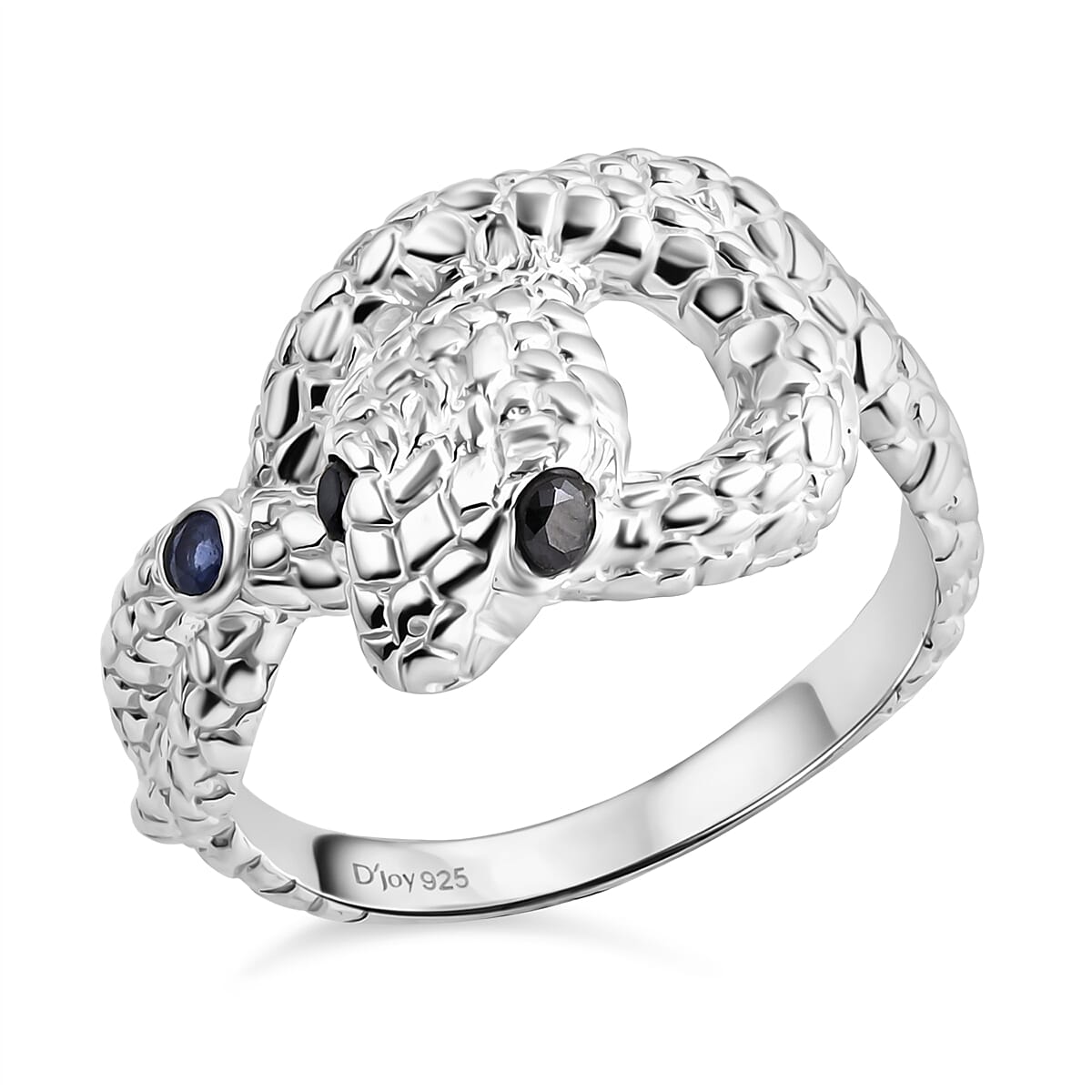 D'Joy Blue Sapphire &amp; Black Spinel Serpent Ring in Sterling Silver. 8189347 0