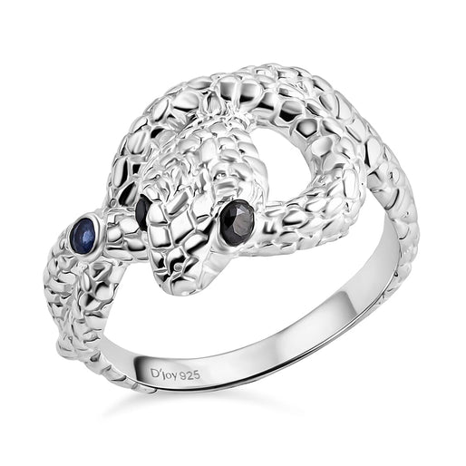 Royal Bali Collection - D'Joy Blue Sapphire & Black Spinel Serpent Ring in Sterling Silver.