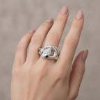 Royal Bali Collection - D'Joy Blue Sapphire & Black Spinel Serpent Ring in Sterling Silver.