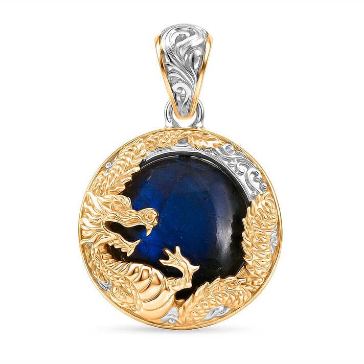 Royal Bali Collection - D'Joy Labradorite Dragon Pendant in Yellow Gold Plated Sterling Silver 18.16 Ct. 8514209 1