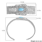 Royal Bali Collection - D'Joy Larimar Sterling Silver Cuff Bangle (Size - 7.5) 4.23 Ct, Silver Wt. 29.85 Gms