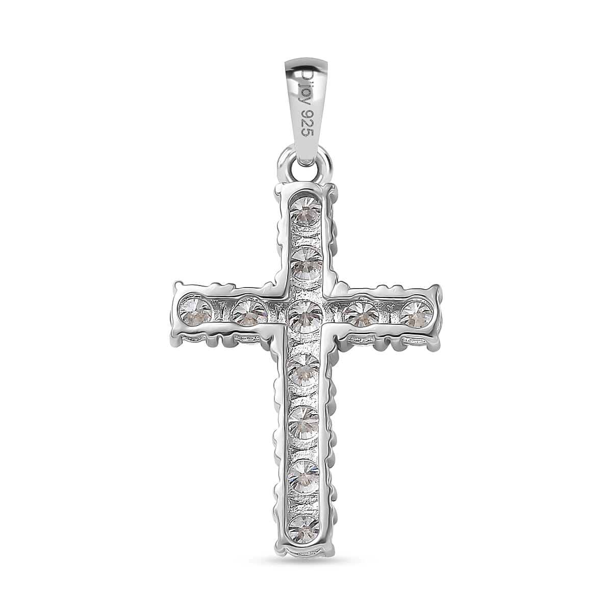 D'Joy Moissanite Cross Pendant in Platinum Overlay Sterling Silver 1.38 Ct. 8433742 5
