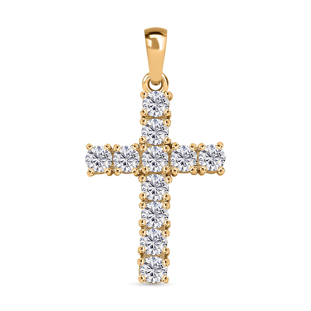 D'Joy Moissanite Cross Pendant in Yellow Gold Plated Sterling Silver 1.38 Ct. 8433743 0