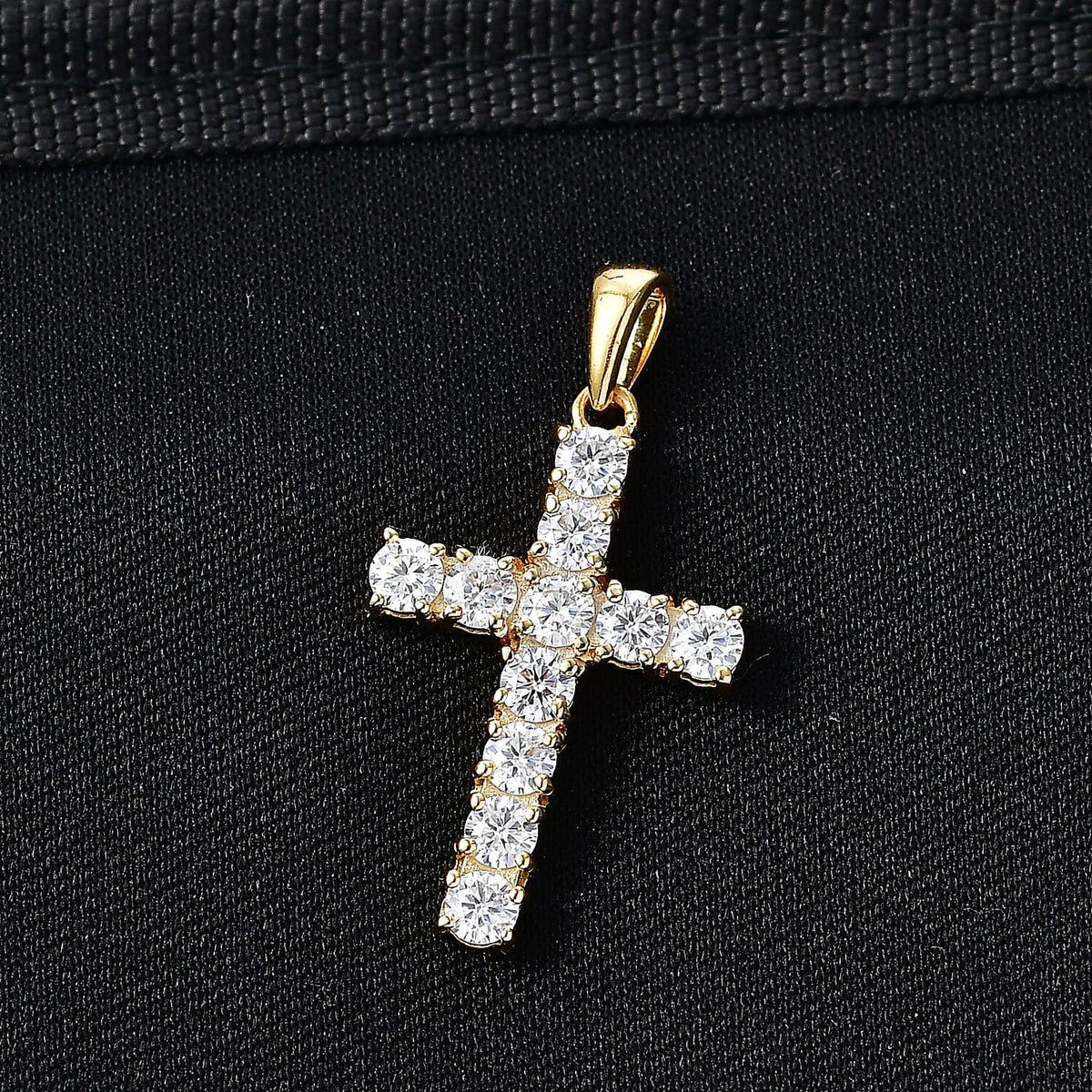D'Joy Moissanite Cross Pendant in Yellow Gold Plated Sterling Silver 1.38 Ct. 8433743 3