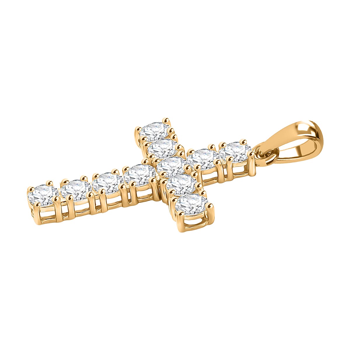 D'Joy Moissanite Cross Pendant in Yellow Gold Plated Sterling Silver 1.38 Ct. 8433743 4