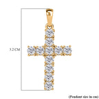 D'Joy Moissanite Cross Pendant in Yellow Gold Plated Sterling Silver 1.38 Ct.