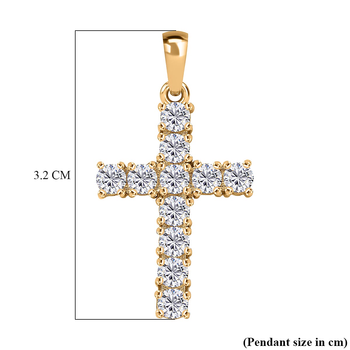 D'Joy Moissanite Cross Pendant in Yellow Gold Plated Sterling Silver 1.38 Ct. 8433743 6