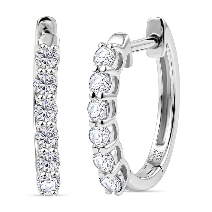 Royal Bali Collection - D'Joy Moissanite Full Hoop Earring in Platinum Overlay Sterling Silver 8433674 1