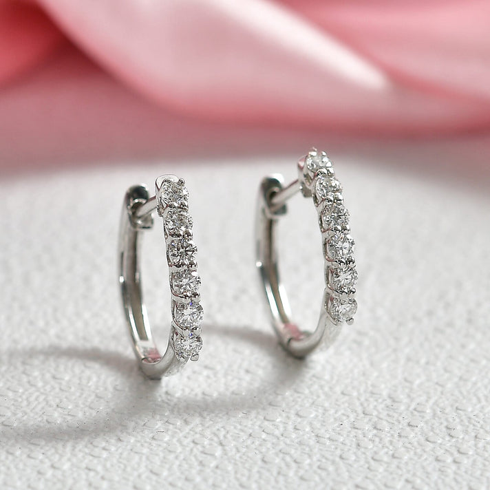 Royal Bali Collection - D'Joy Moissanite Full Hoop Earring in Platinum Overlay Sterling Silver 8433674 2