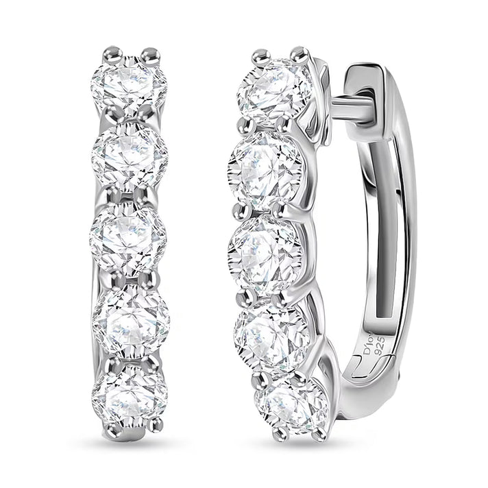 Royal Bali Collection - D'Joy Moissanite Hoop Earring in Platinum Overlay Sterling Silver 1.03 Ct. 8433687 1