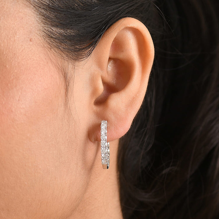 Royal Bali Collection - D'Joy Moissanite Full Hoop Earring in Platinum Overlay Sterling Silver 2.80 Ct. 8433703 2