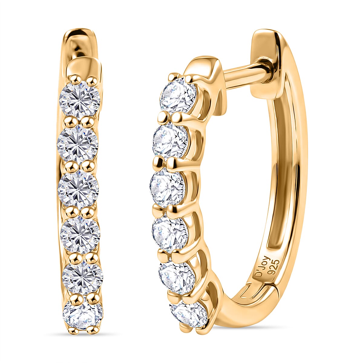 D'Joy Moissanite Full Hoop Earring in Yellow Gold Plated Sterling Silver 8433686 0