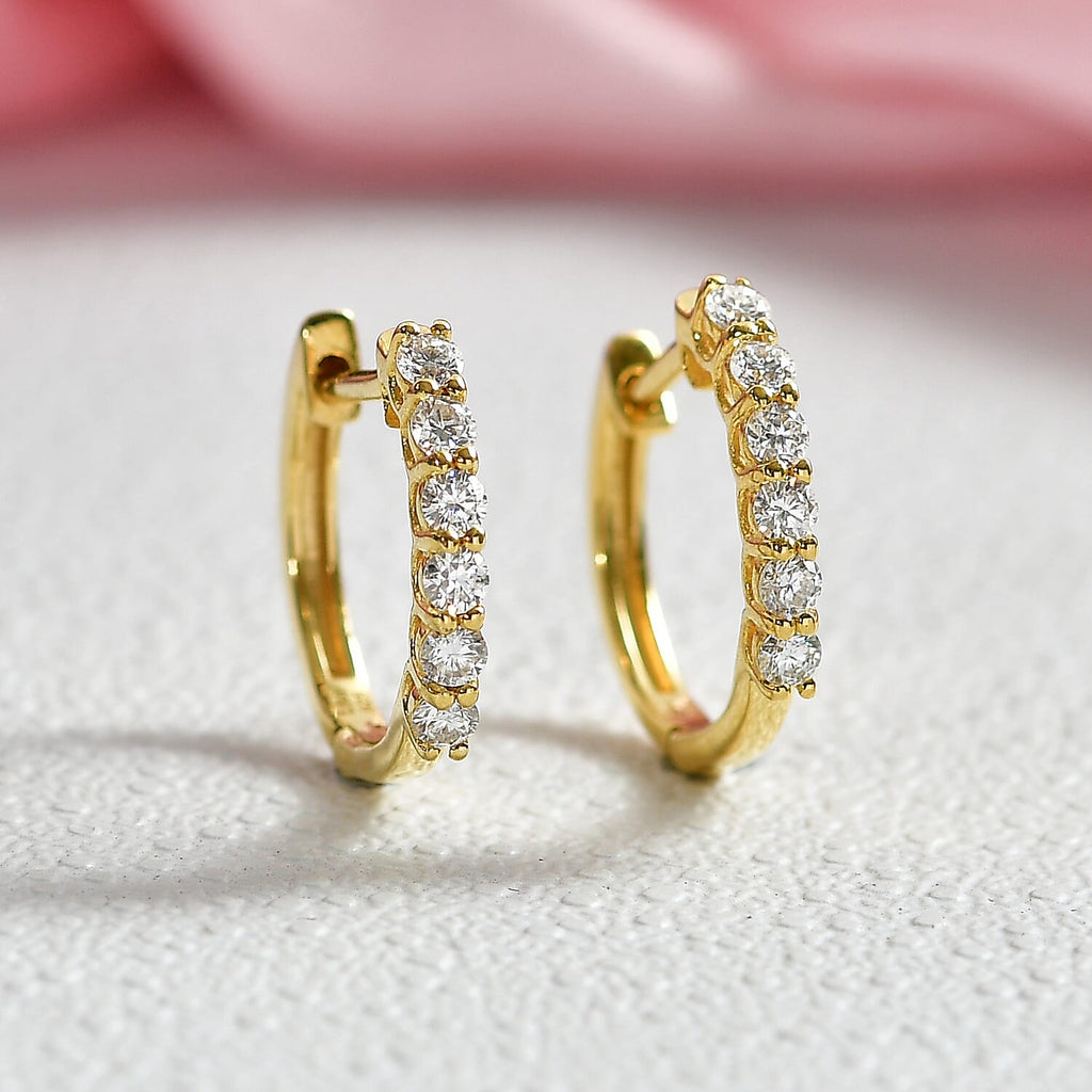 Royal Bali Collection - D'Joy Moissanite Full Hoop Earring in Yellow Gold Plated Sterling Silver