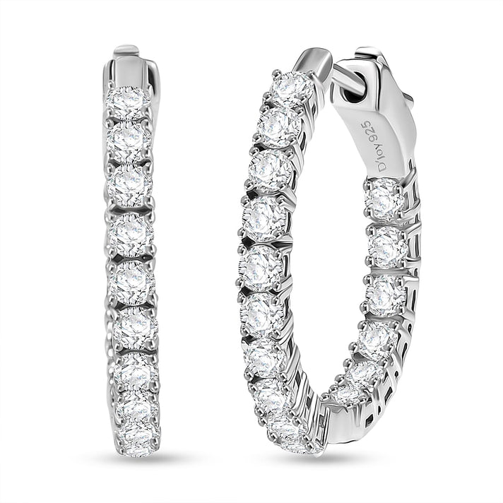 Royal Bali Collection - D'Joy Moissanite Hoop Earring in Platinum Overlay Sterling Silver 1.92 Ct. 8433701 1