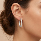 Royal Bali Collection - D'Joy Moissanite Half Hoop Earring in Platinum Overlay Sterling Silver 1.92 Ct.
