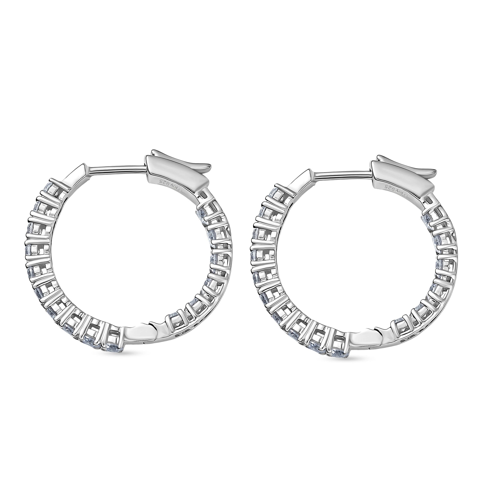 Royal Bali Collection - D'Joy Moissanite Hoop Earring in Platinum Overlay Sterling Silver 1.92 Ct. 8433701 4