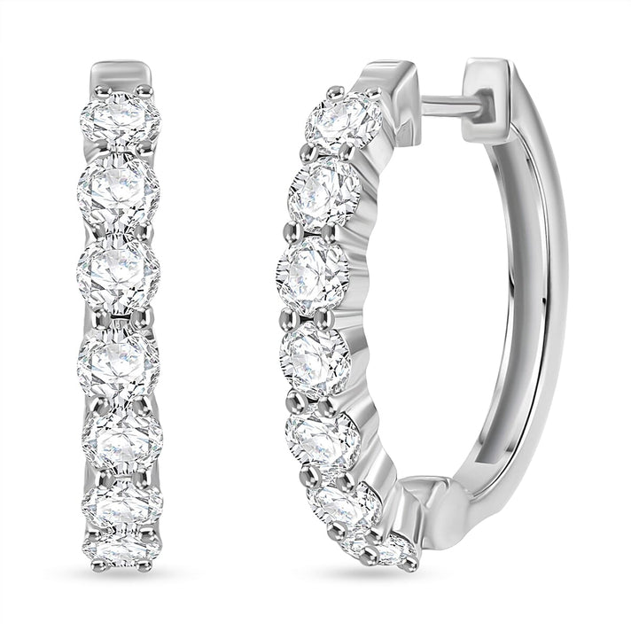 Royal Bali Collection - D'Joy Moissanite Hoop Earring in Platinum Overlay Sterling Silver 1.85 Ct. 8433699 1