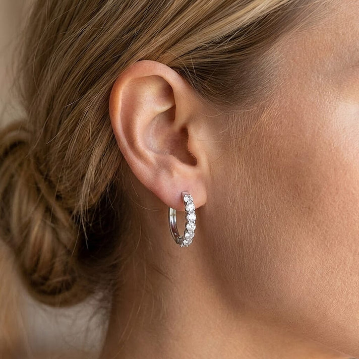 Royal Bali Collection - D'Joy Moissanite Hoop Earring in Platinum Overlay Sterling Silver 1.85 Ct. 8433699 2